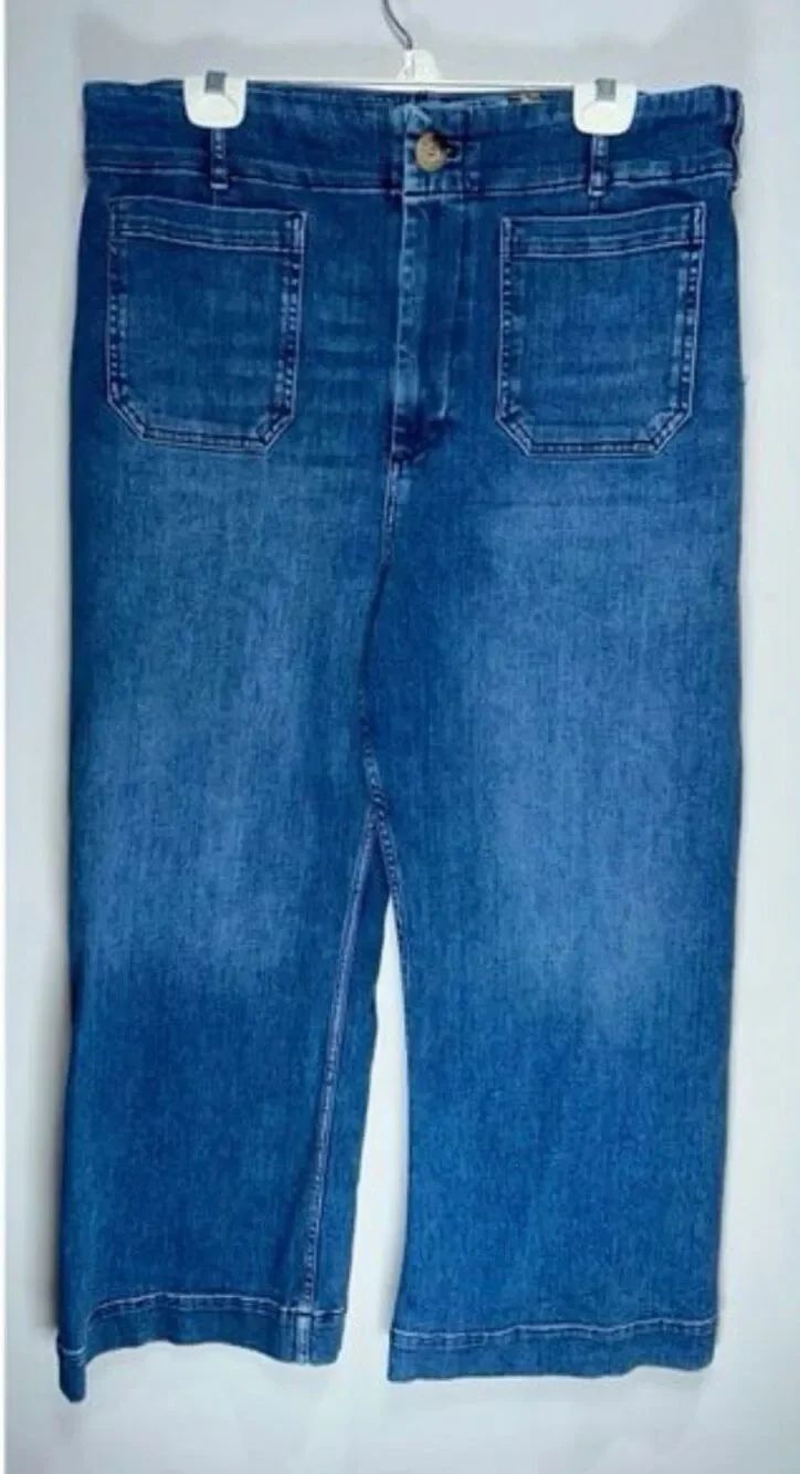 Maeve The Colette high-rise, cropped, wide-leg denim jeans size 34